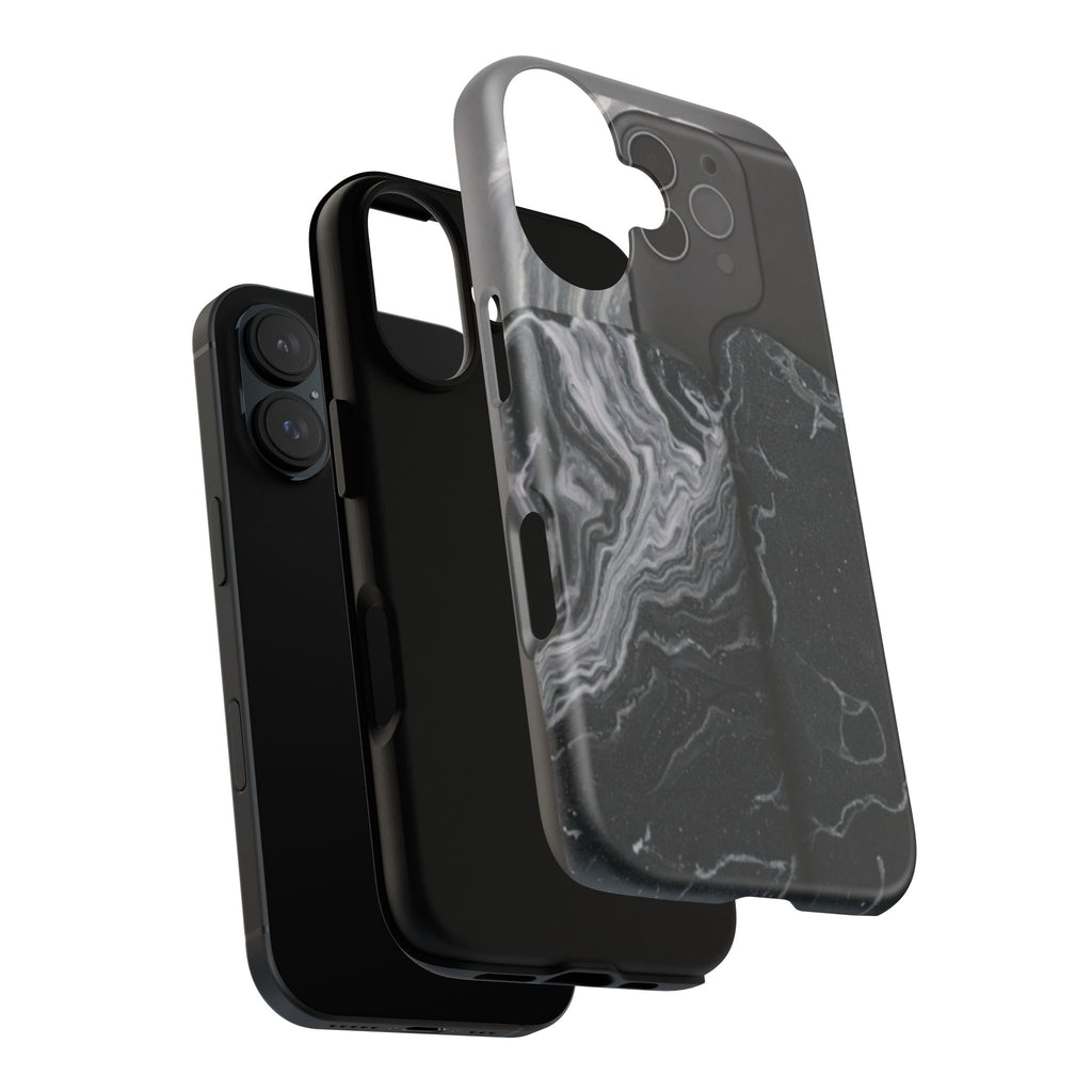Black Marble Tough Phone Case — Protective iPhone Cover with Marble Texture
