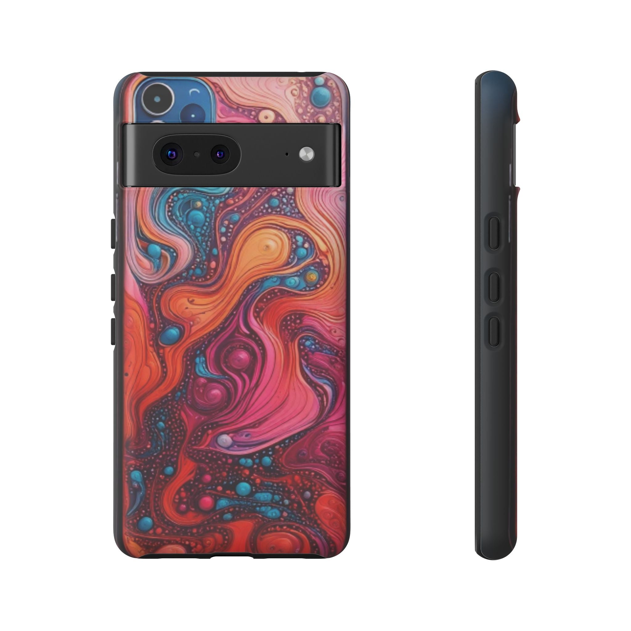Abstract Swirl Tough Phone Case — Colorful Liquid Art Protective Cover