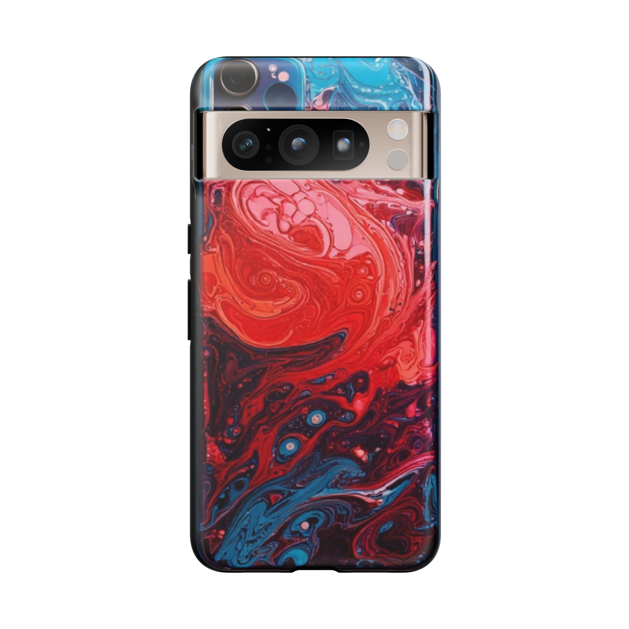Abstract Red & Blue Swirl Tough Phone Case — Protective iPhone Cover with Fluid Art Design