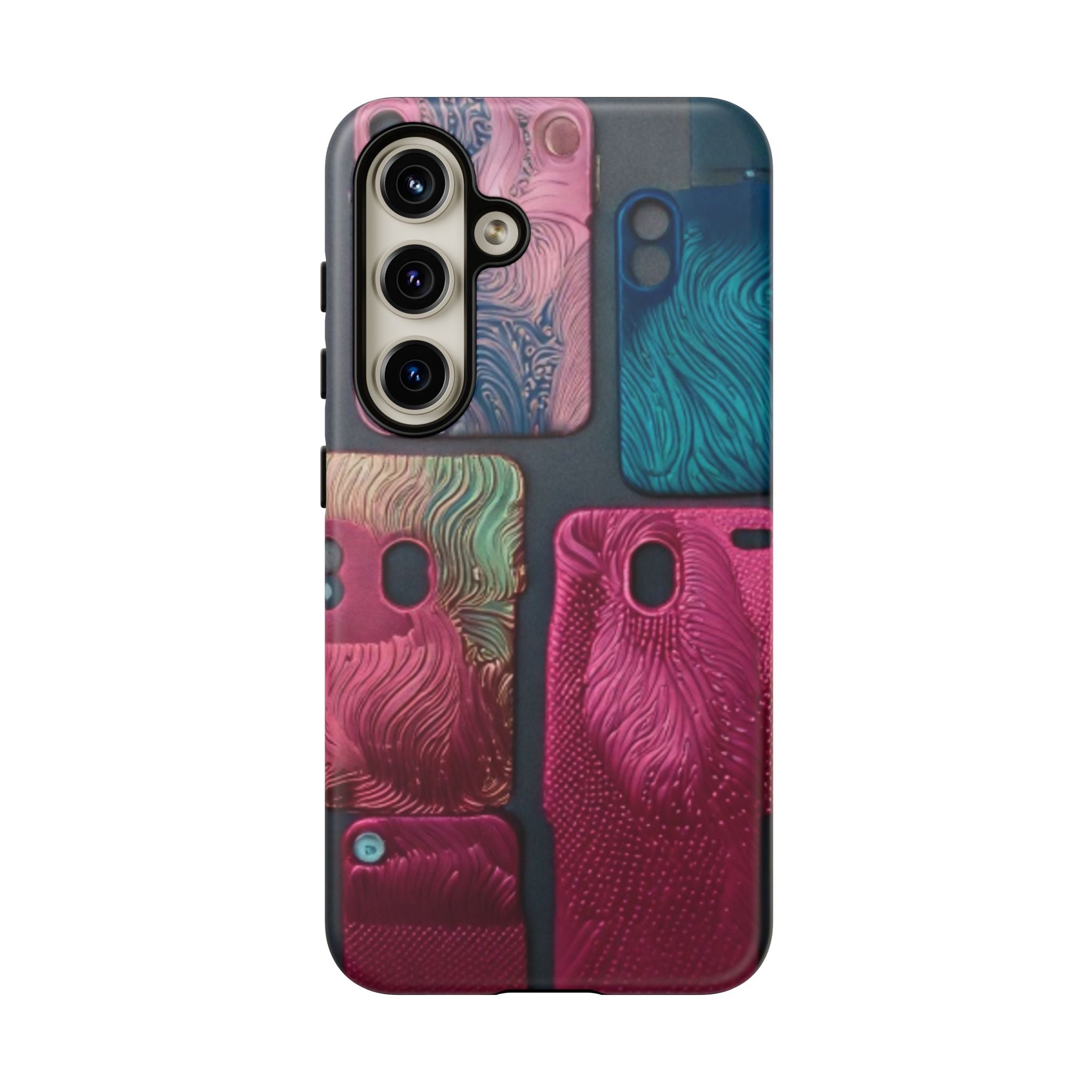 Tough Case - Colorful Textured Phone Case (Protective, Artistic Swirl Design)