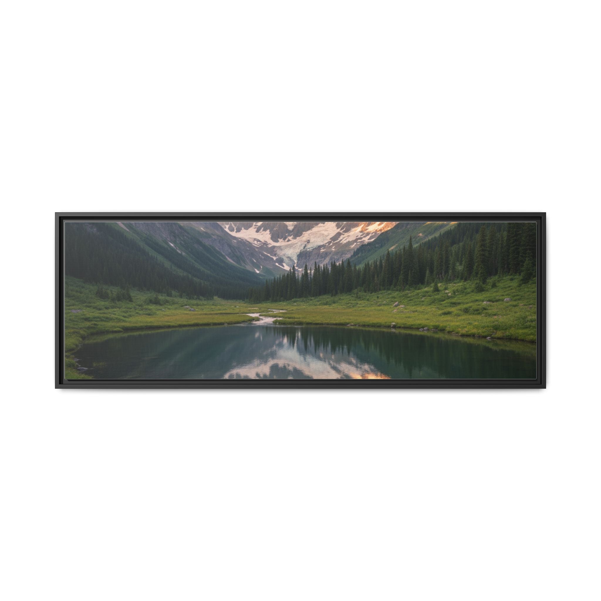 Matte Framed Canvas - Mountain Lake Landscape Wall Art