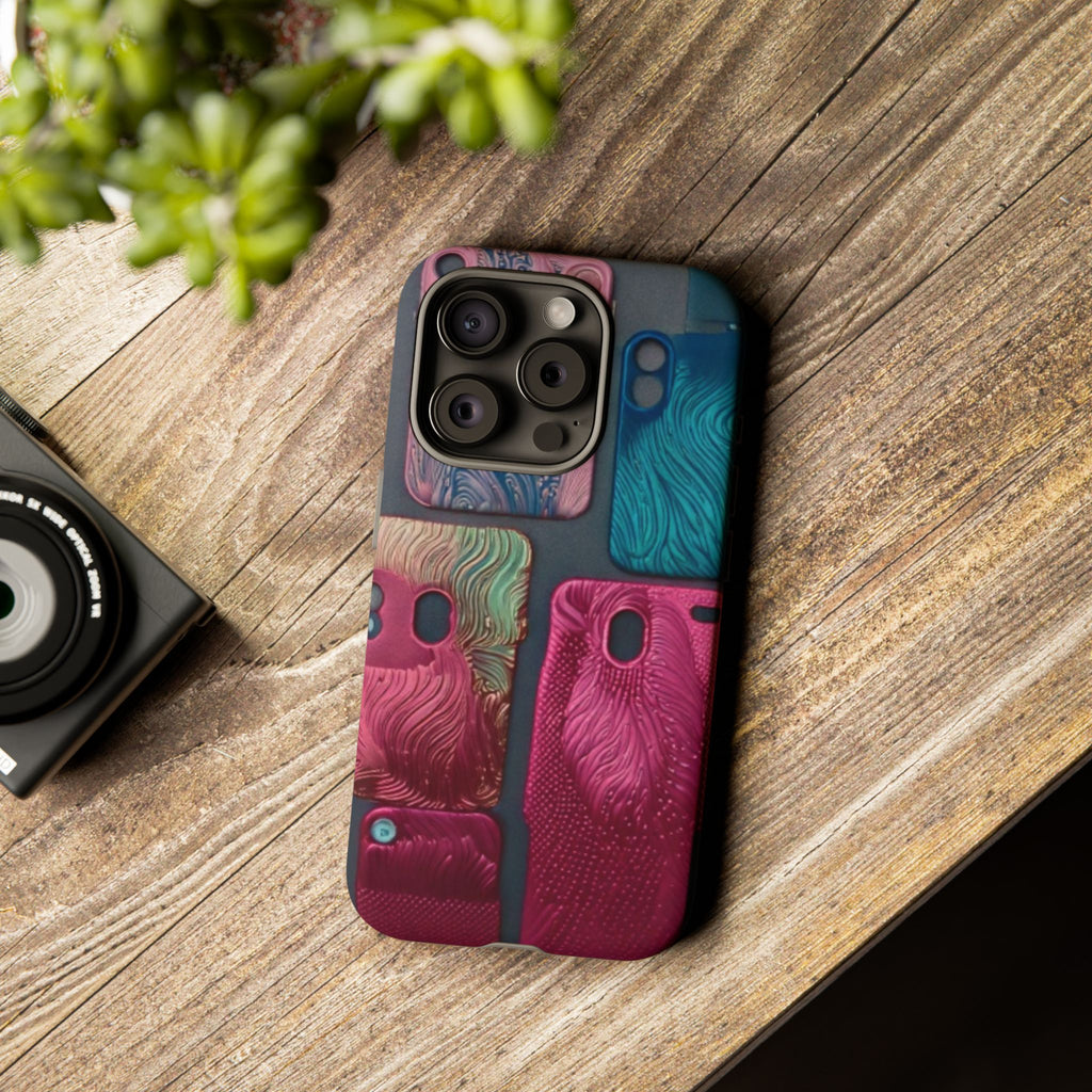 Tough Case - Colorful Textured Phone Case (Protective, Artistic Swirl Design)