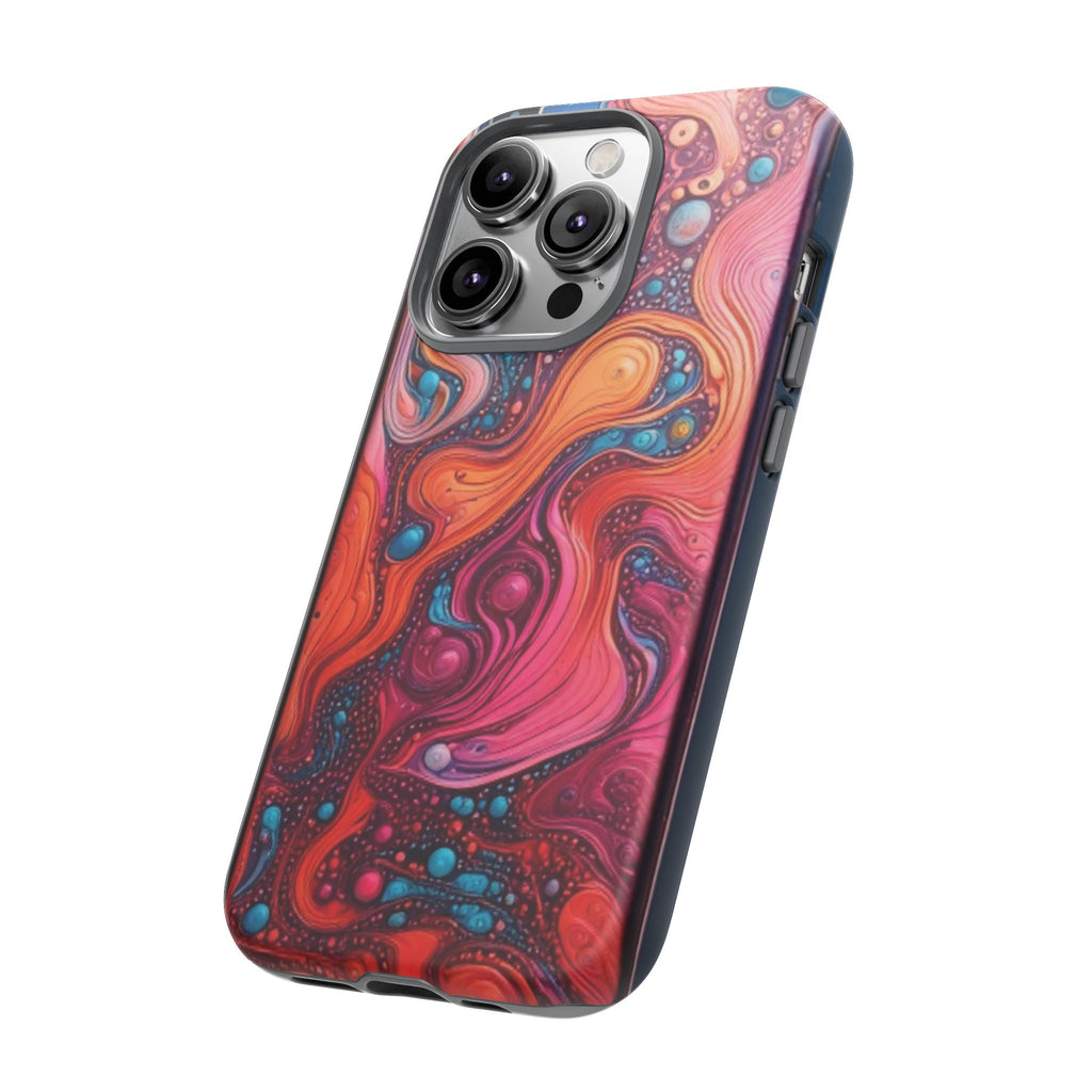 Abstract Swirl Tough Phone Case — Colorful Liquid Art Protective Cover