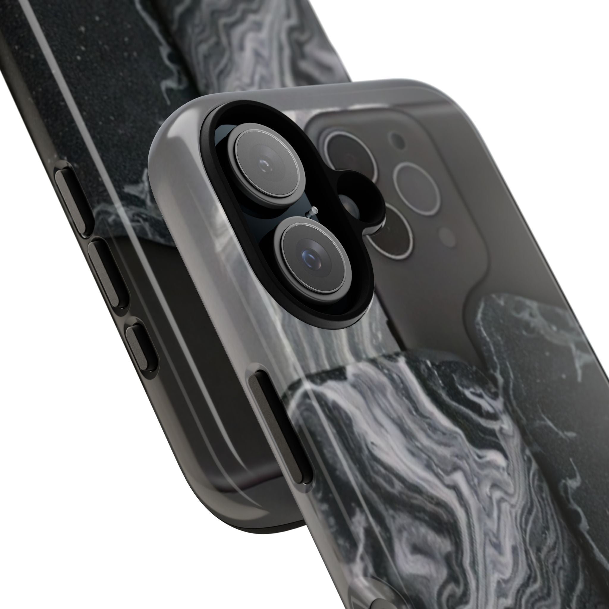 Black Marble Tough Phone Case — Protective iPhone Cover with Marble Texture