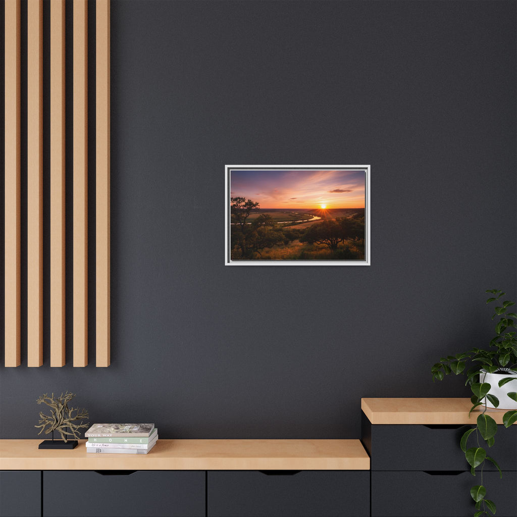 Sunset River Matte Canvas Framed Wall Art
