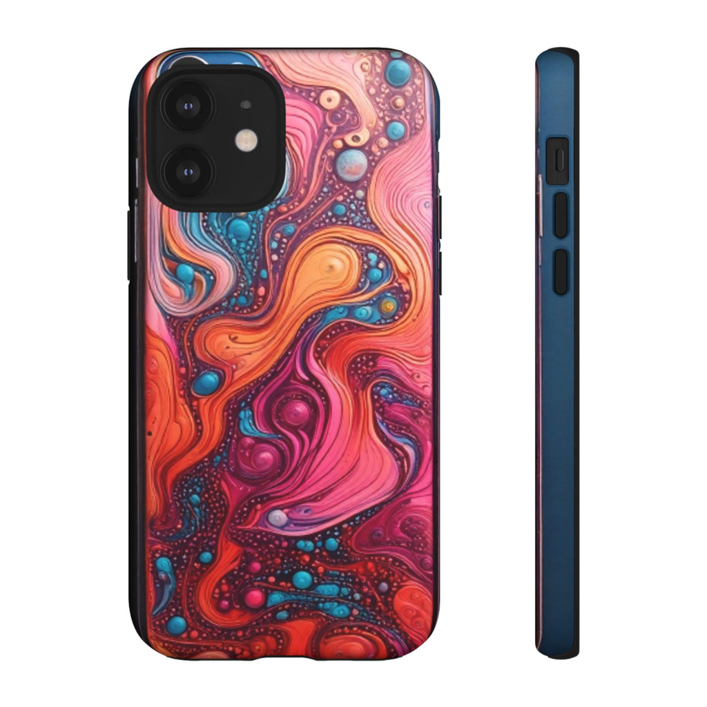 Abstract Swirl Tough Phone Case — Colorful Liquid Art Protective Cover