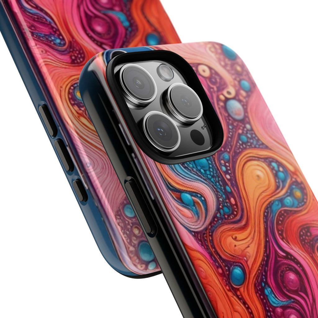 Abstract Swirl Tough Phone Case — Colorful Liquid Art Protective Cover