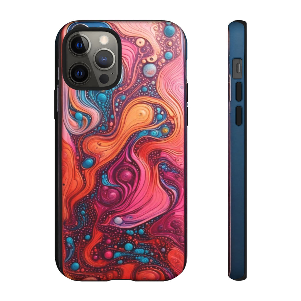 Abstract Swirl Tough Phone Case — Colorful Liquid Art Protective Cover