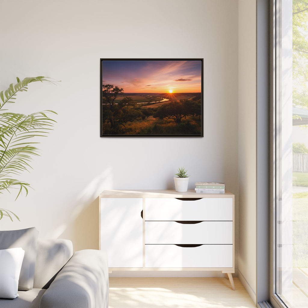 Sunset River Matte Canvas Framed Wall Art