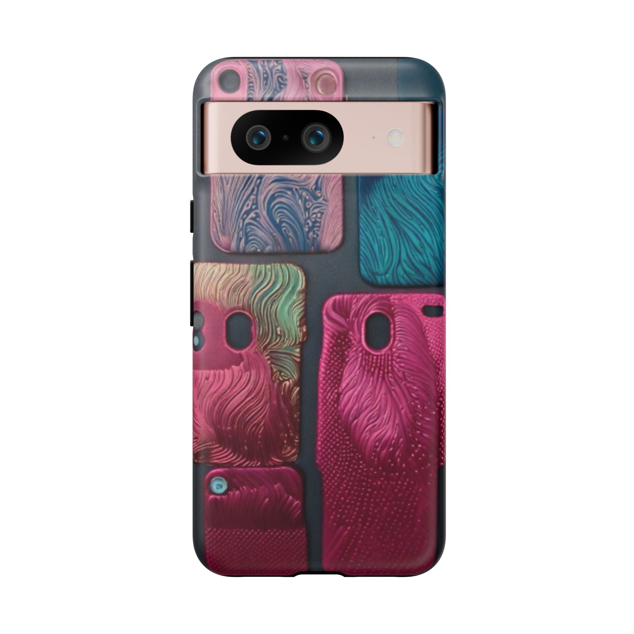 Tough Case - Colorful Textured Phone Case (Protective, Artistic Swirl Design)