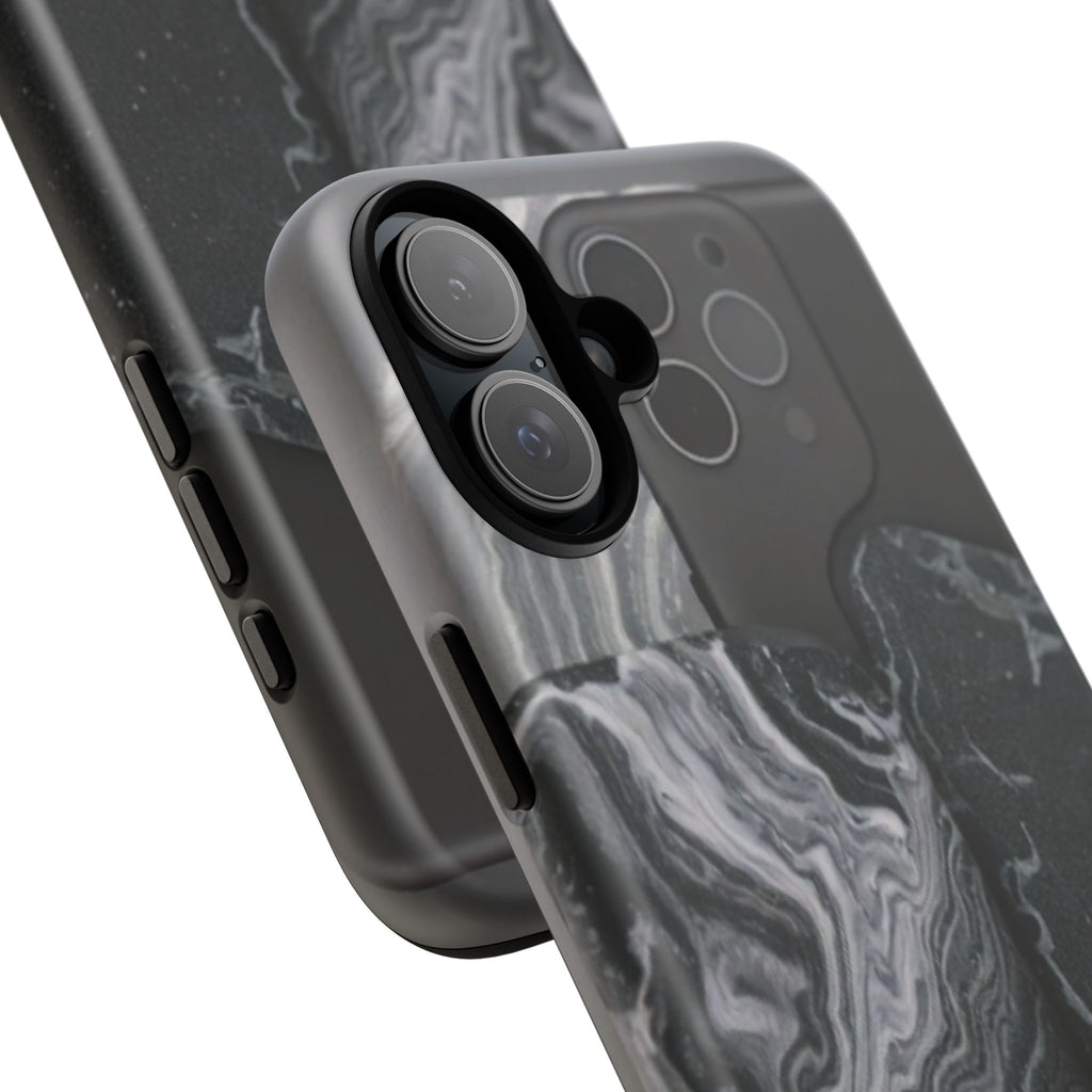 Black Marble Tough Phone Case — Protective iPhone Cover with Marble Texture