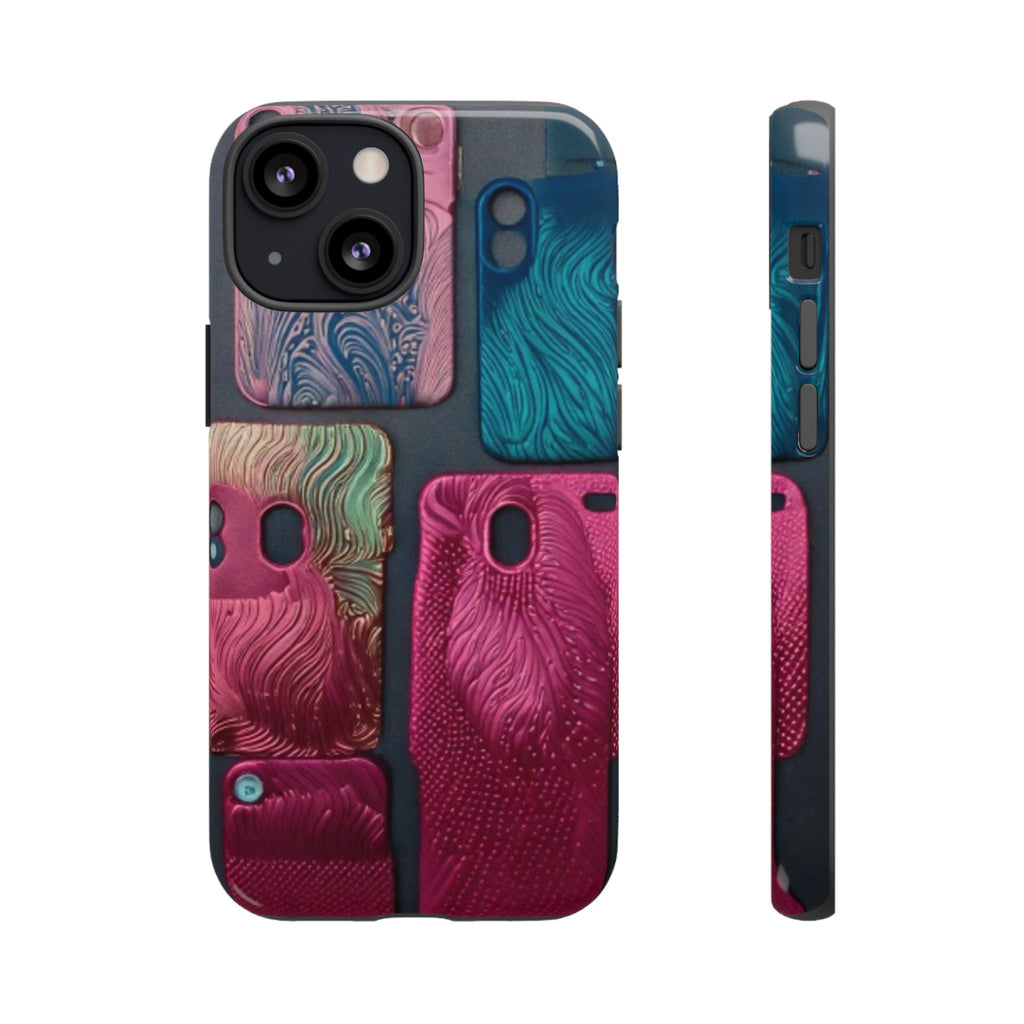 Tough Case - Colorful Textured Phone Case (Protective, Artistic Swirl Design)