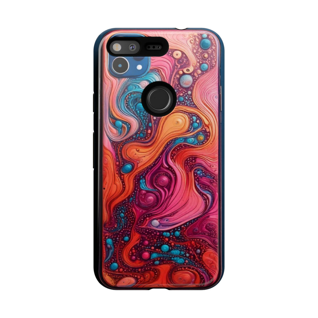 Abstract Swirl Tough Phone Case — Colorful Liquid Art Protective Cover