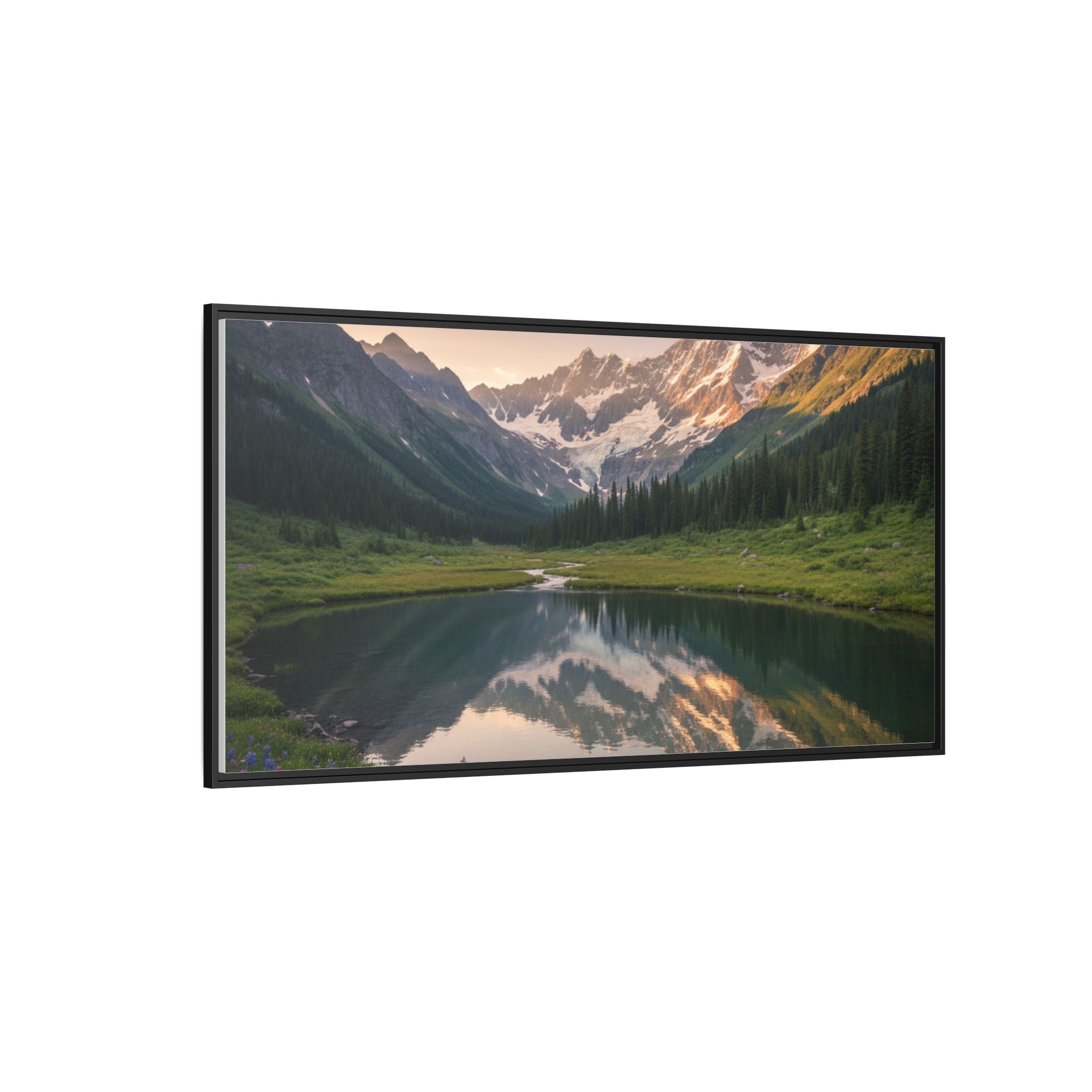 Matte Framed Canvas - Mountain Lake Landscape Wall Art