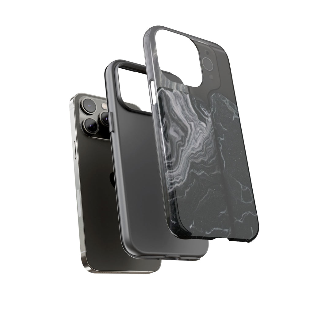Black Marble Tough Phone Case — Protective iPhone Cover with Marble Texture