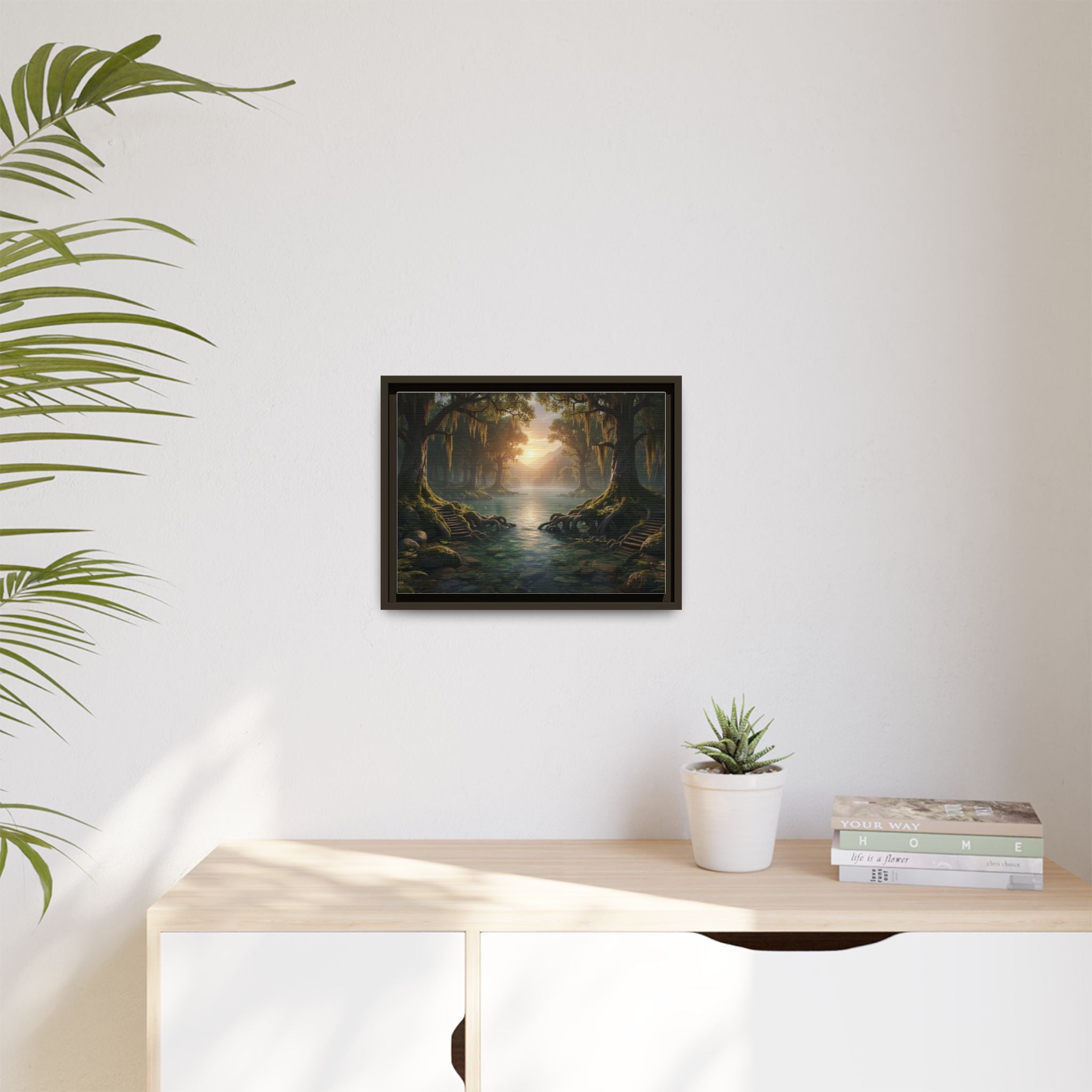 Framed Matte Canvas Art - Step In To The Water