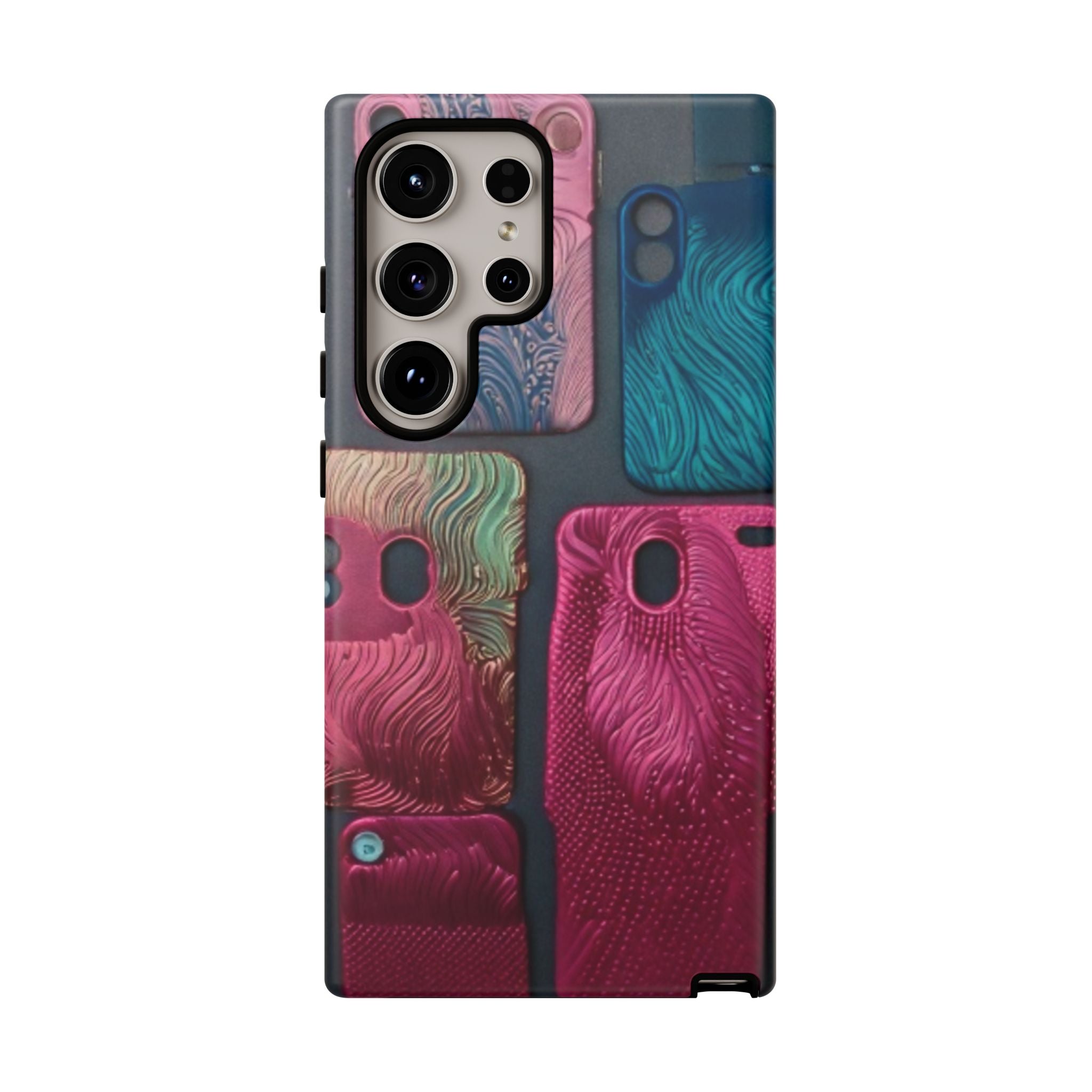 Tough Case - Colorful Textured Phone Case (Protective, Artistic Swirl Design)