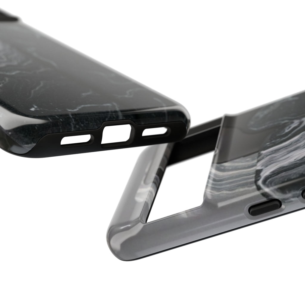Black Marble Tough Phone Case — Protective iPhone Cover with Marble Texture