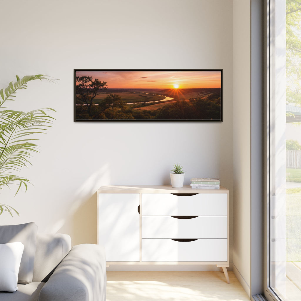 Sunset River Matte Canvas Framed Wall Art