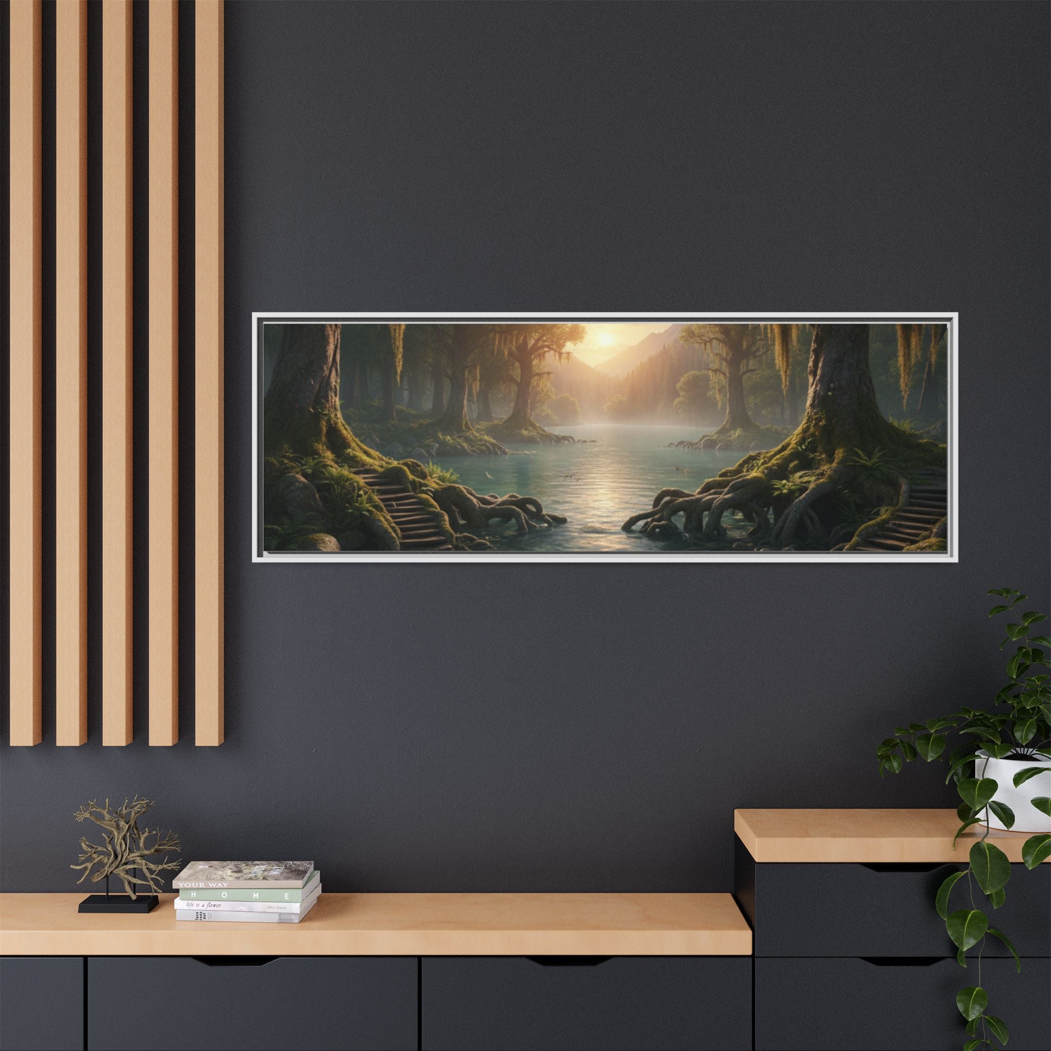 Framed Matte Canvas Art - Step In To The Water