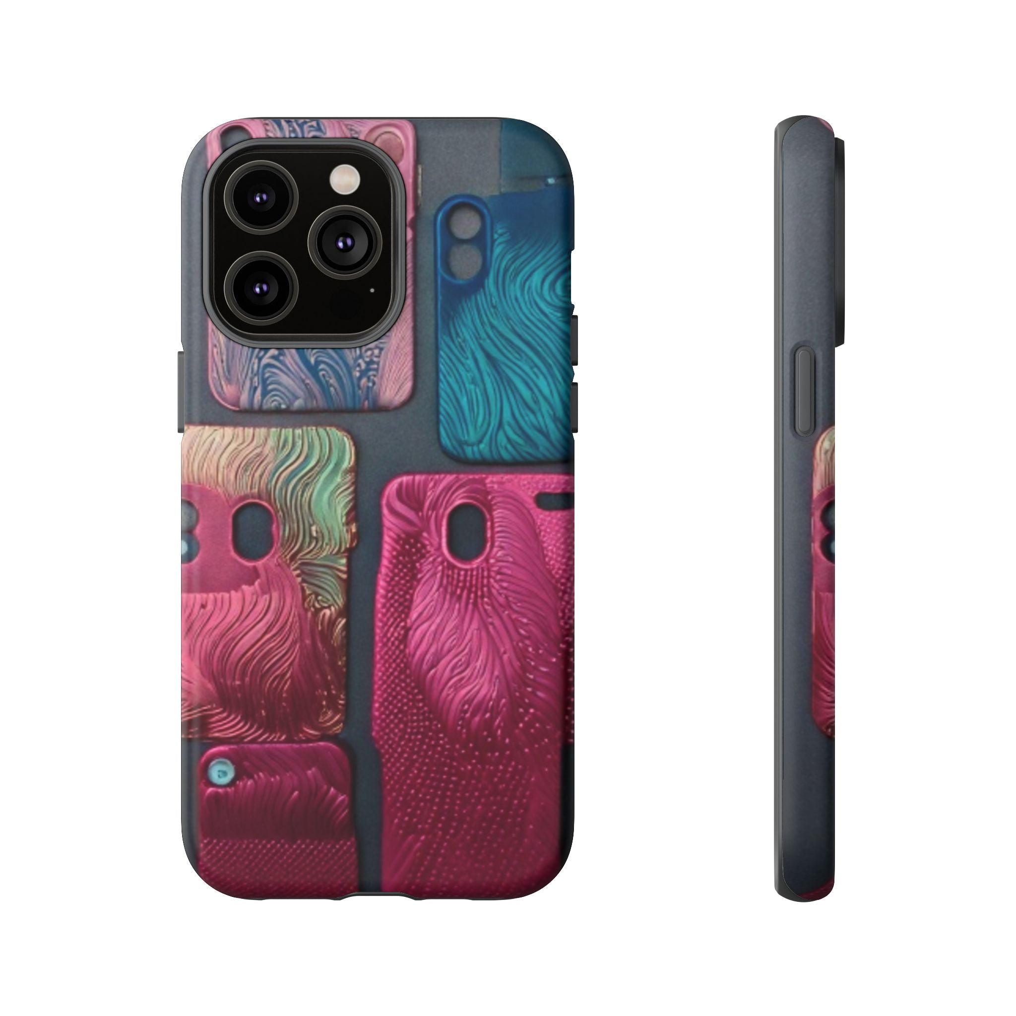 Tough Case - Colorful Textured Phone Case (Protective, Artistic Swirl Design)