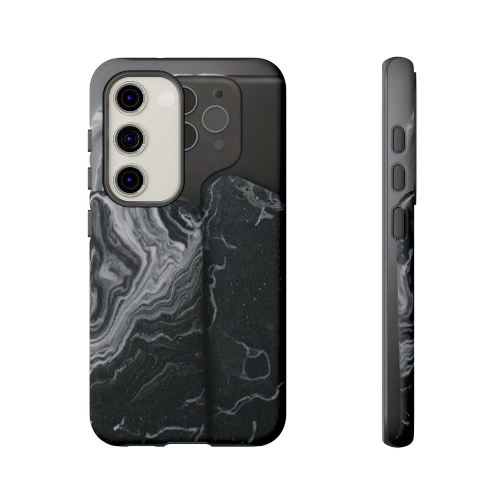 Black Marble Tough Phone Case — Protective iPhone Cover with Marble Texture