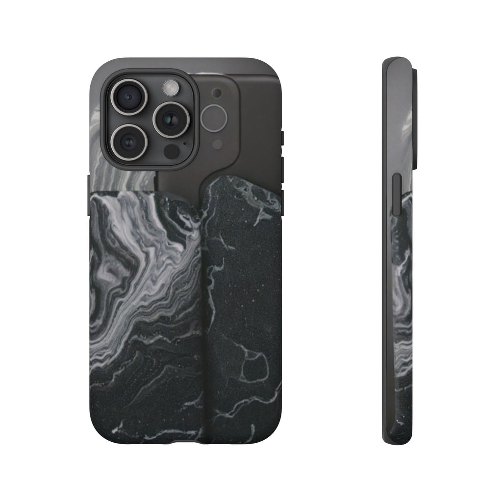 Black Marble Tough Phone Case — Protective iPhone Cover with Marble Texture
