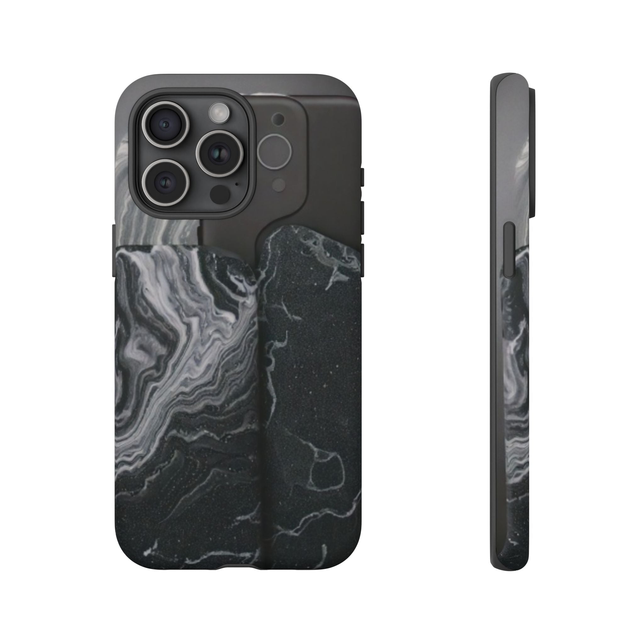 Black Marble Tough Phone Case — Protective iPhone Cover with Marble Texture