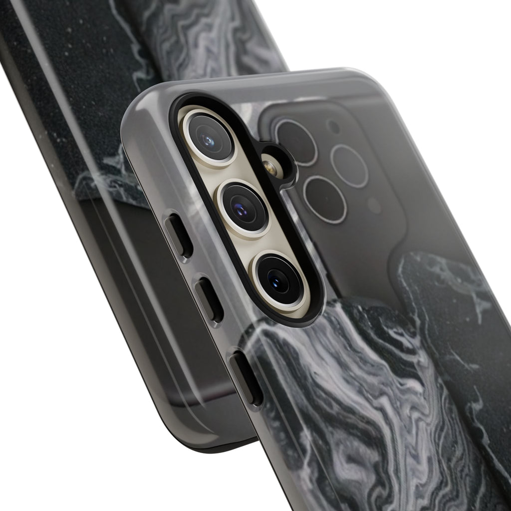 Black Marble Tough Phone Case — Protective iPhone Cover with Marble Texture