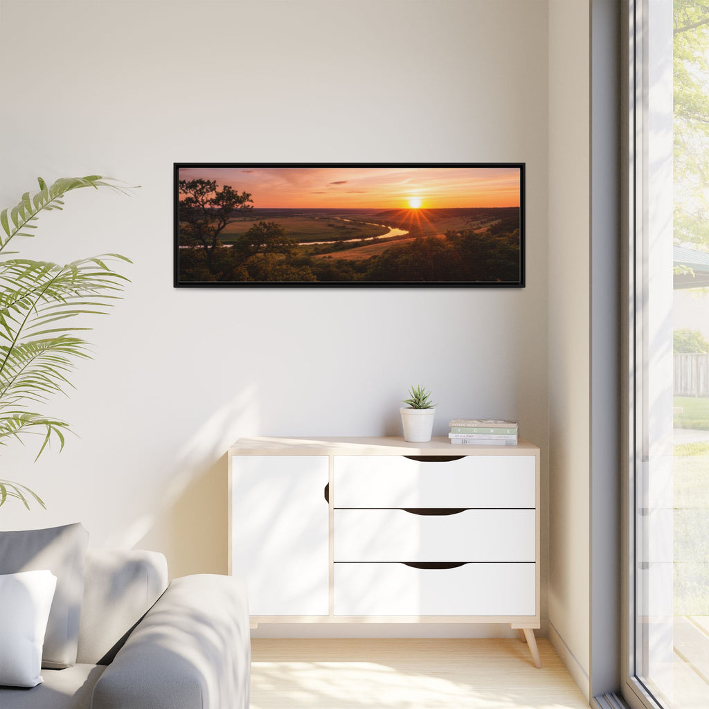 Sunset River Matte Canvas Framed Wall Art