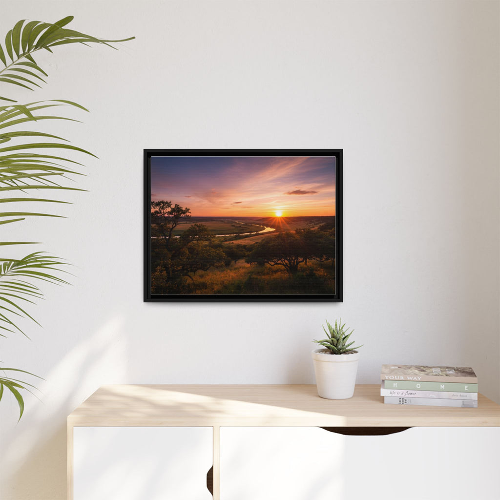 Sunset River Matte Canvas Framed Wall Art