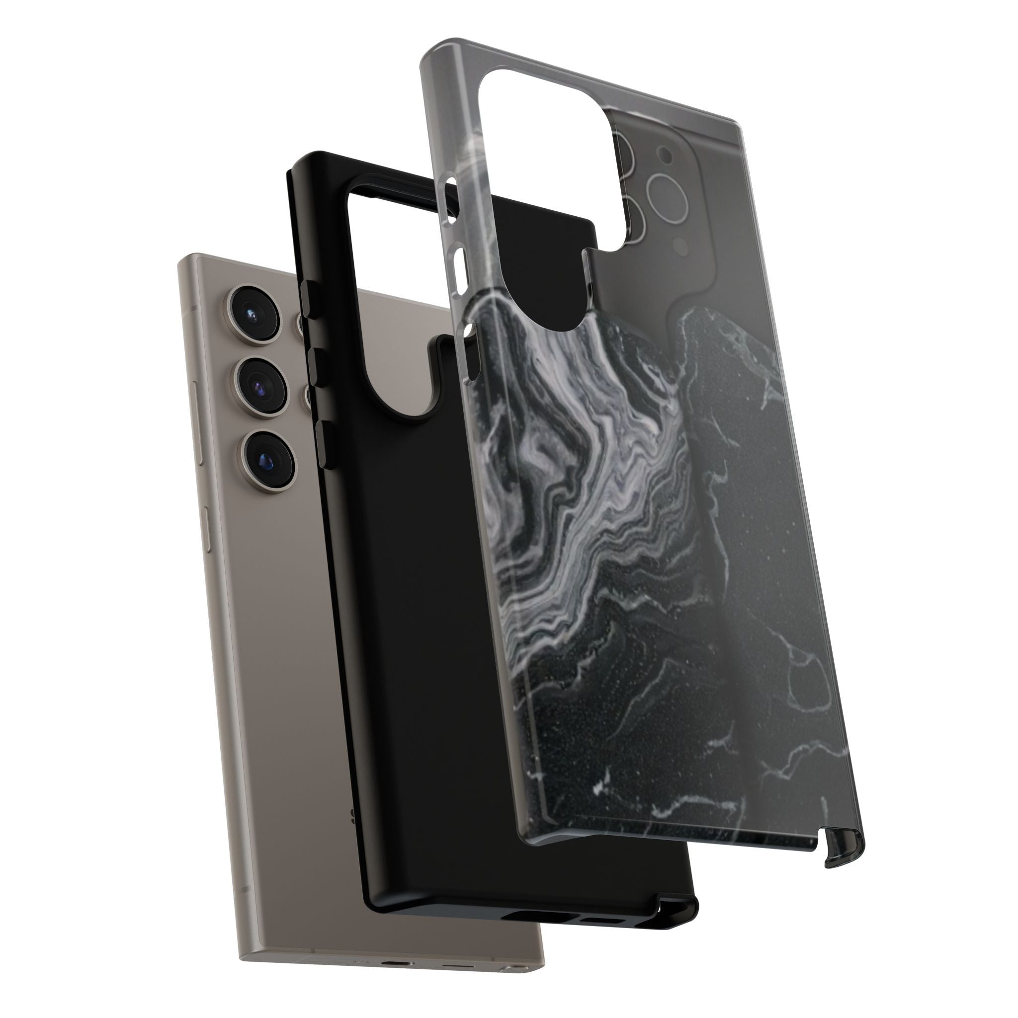 Black Marble Tough Phone Case — Protective iPhone Cover with Marble Texture