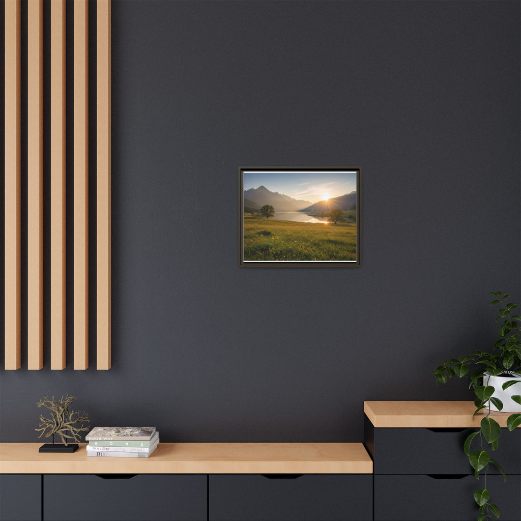 Sunrise Mountain Lake Matte Canvas — Framed Landscape Wall Art