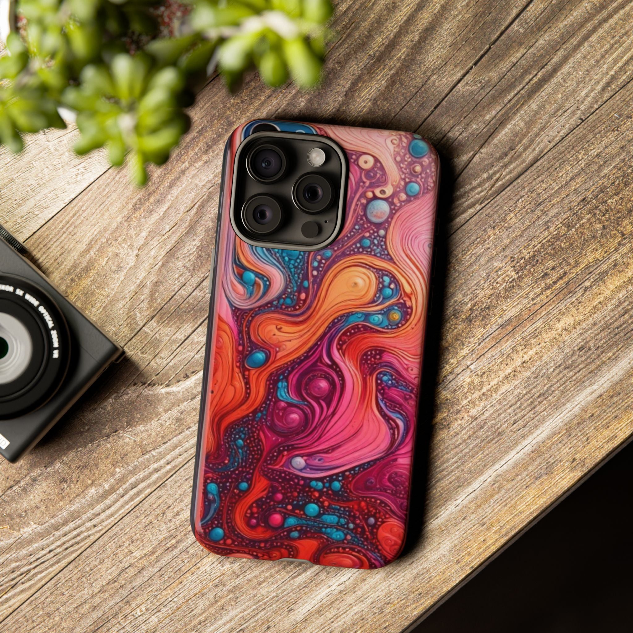 Abstract Swirl Tough Phone Case — Colorful Liquid Art Protective Cover