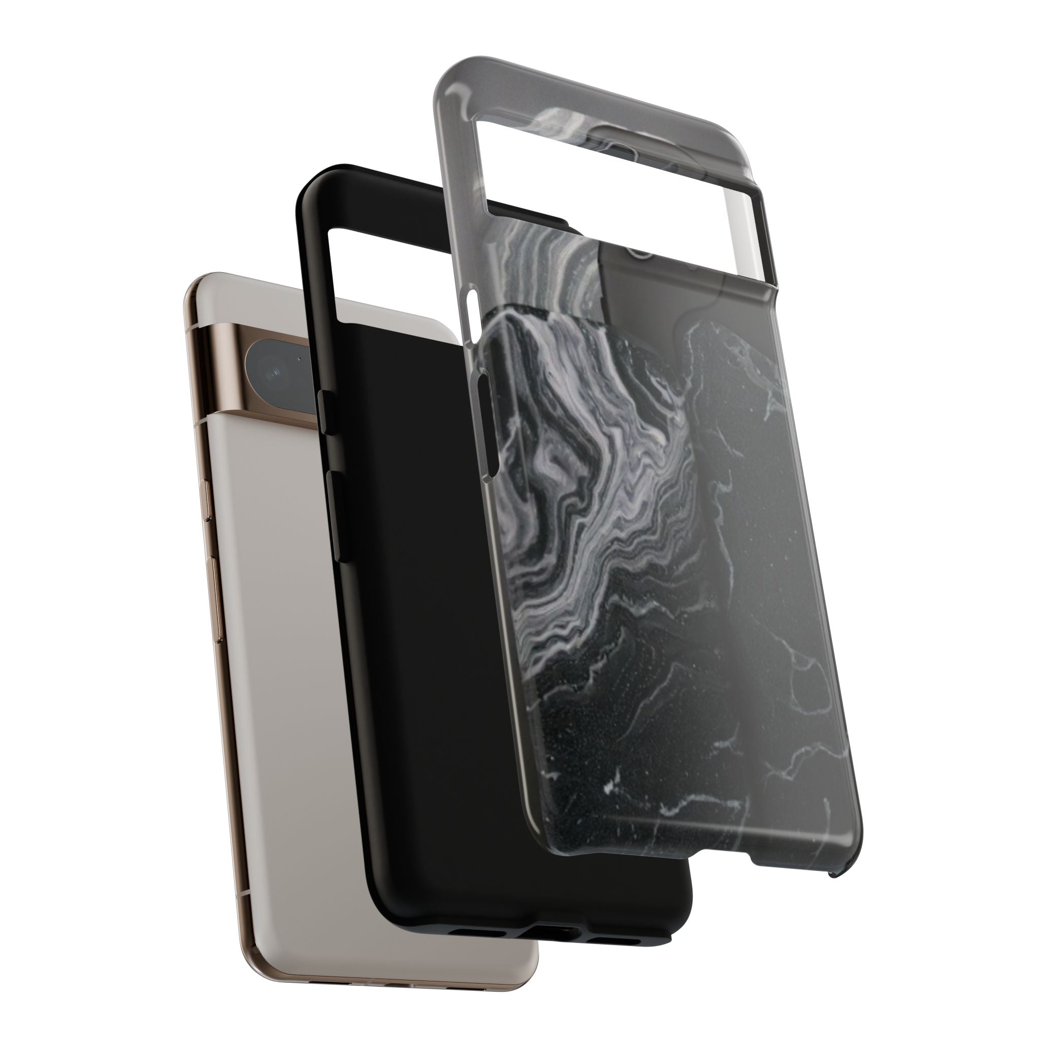 Black Marble Tough Phone Case — Protective iPhone Cover with Marble Texture