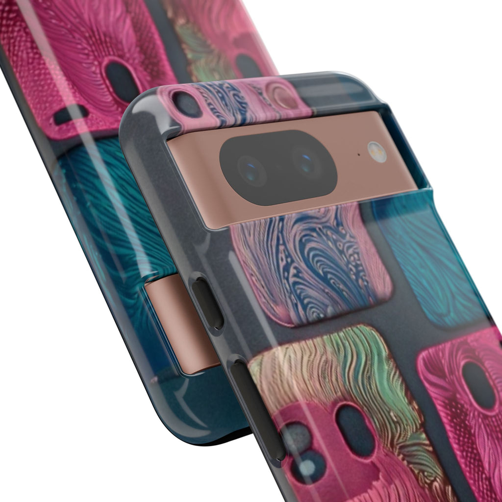 Tough Case - Colorful Textured Phone Case (Protective, Artistic Swirl Design)