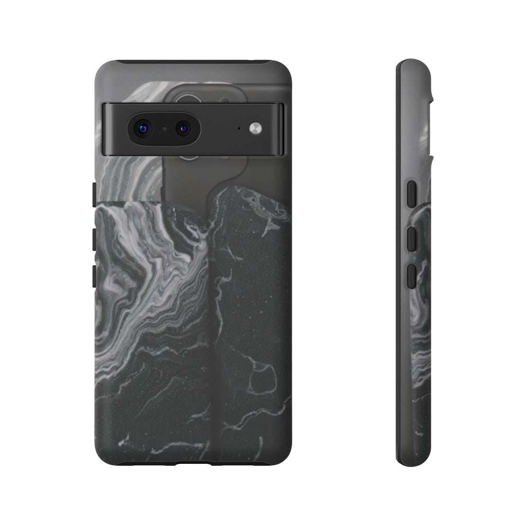 Black Marble Tough Phone Case — Protective iPhone Cover with Marble Texture