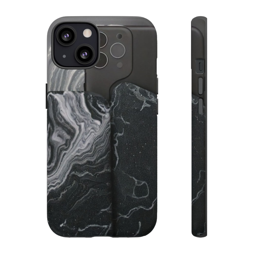 Black Marble Tough Phone Case — Protective iPhone Cover with Marble Texture