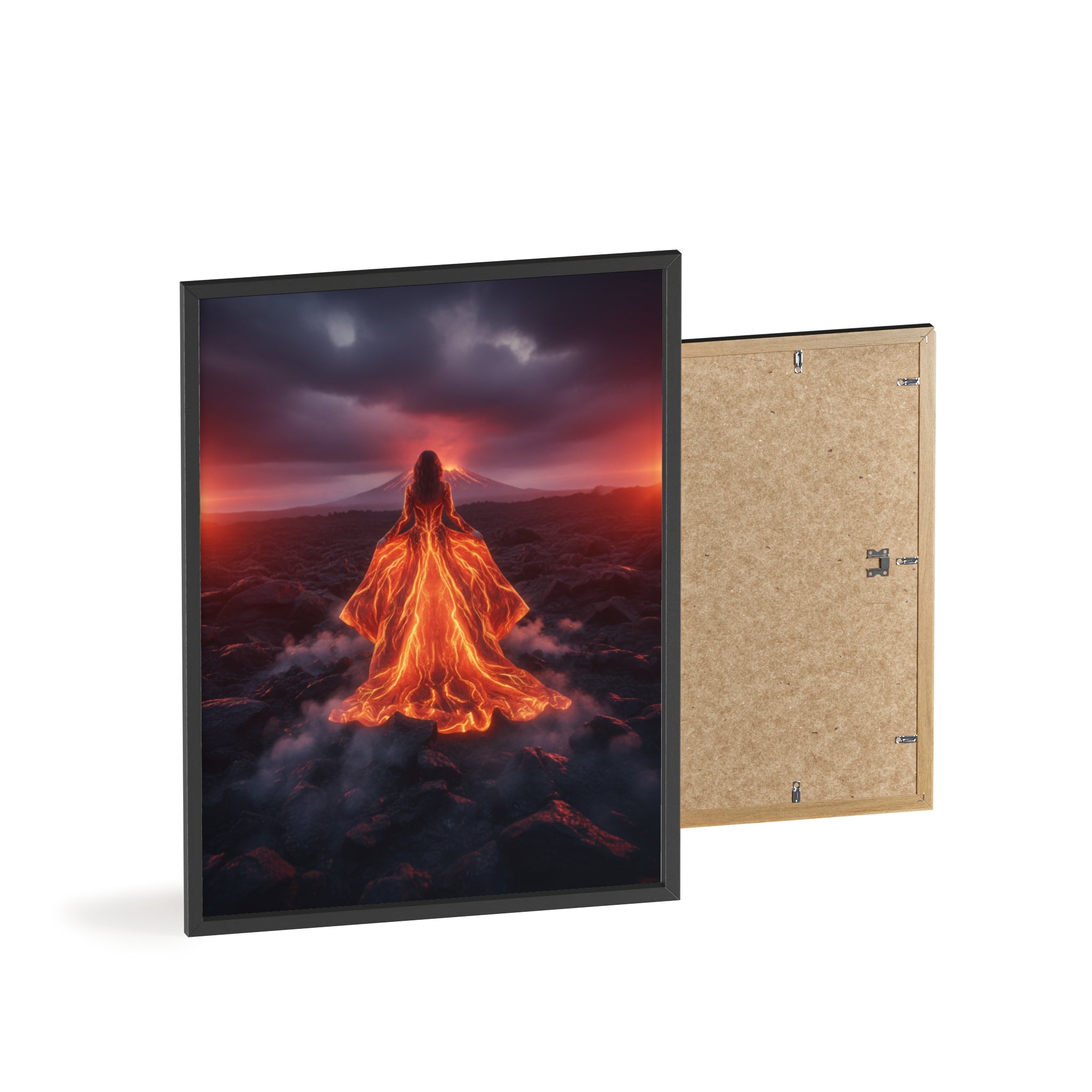 Fiery Goddess Lava Art Poster with Wooden Frame