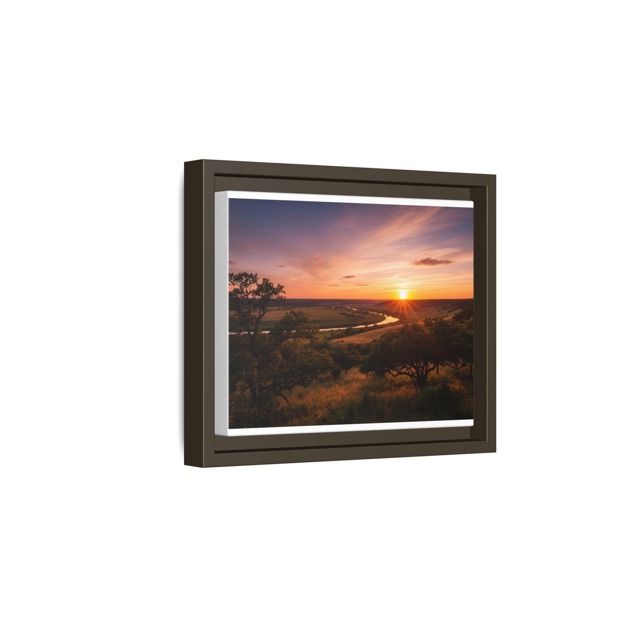Sunset River Matte Canvas Framed Wall Art