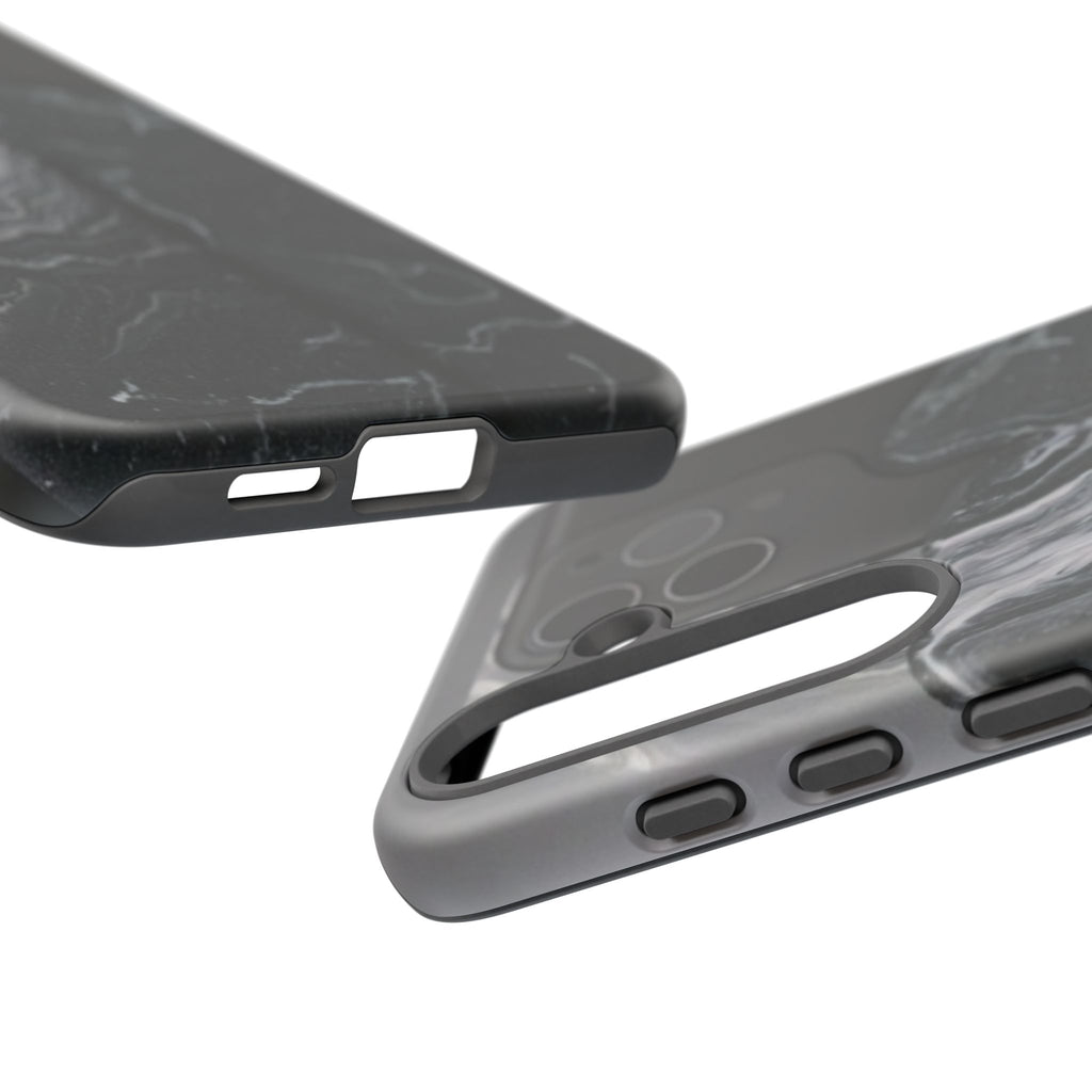 Black Marble Tough Phone Case — Protective iPhone Cover with Marble Texture