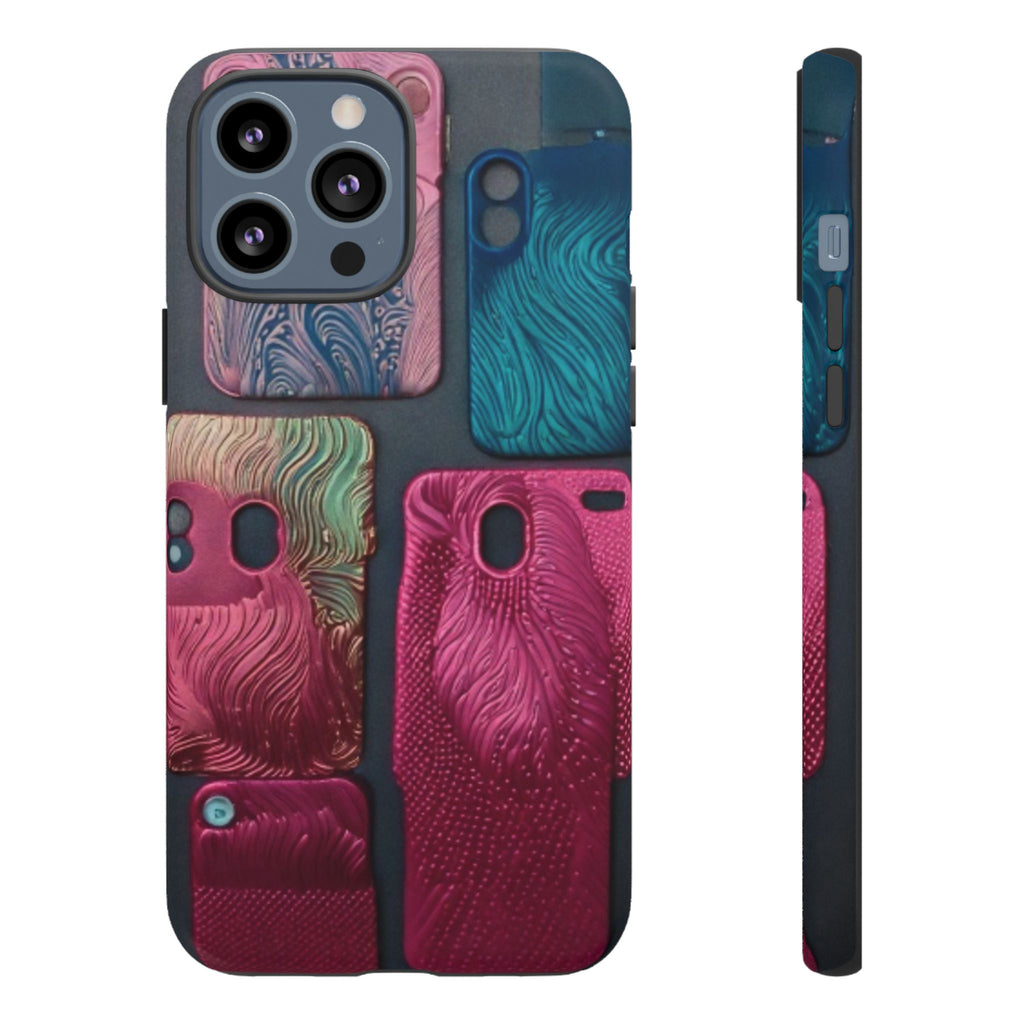 Tough Case - Colorful Textured Phone Case (Protective, Artistic Swirl Design)