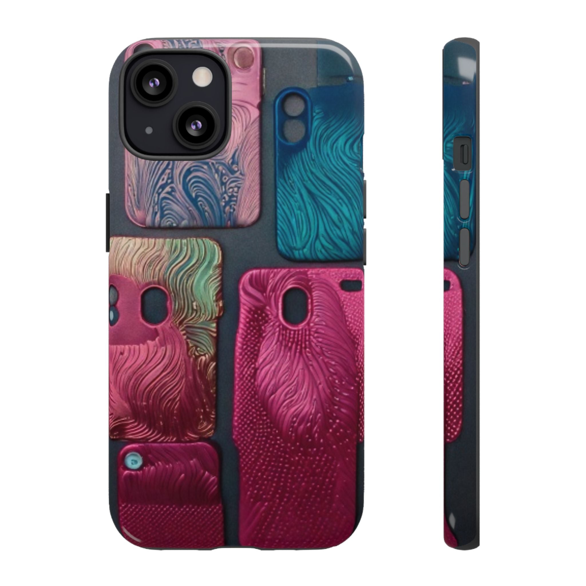 Tough Case - Colorful Textured Phone Case (Protective, Artistic Swirl Design)