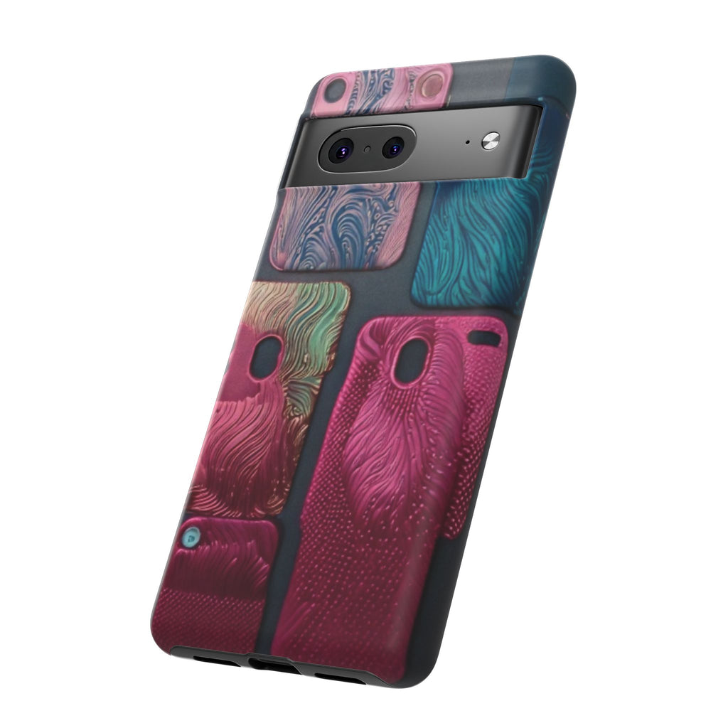 Tough Case - Colorful Textured Phone Case (Protective, Artistic Swirl Design)