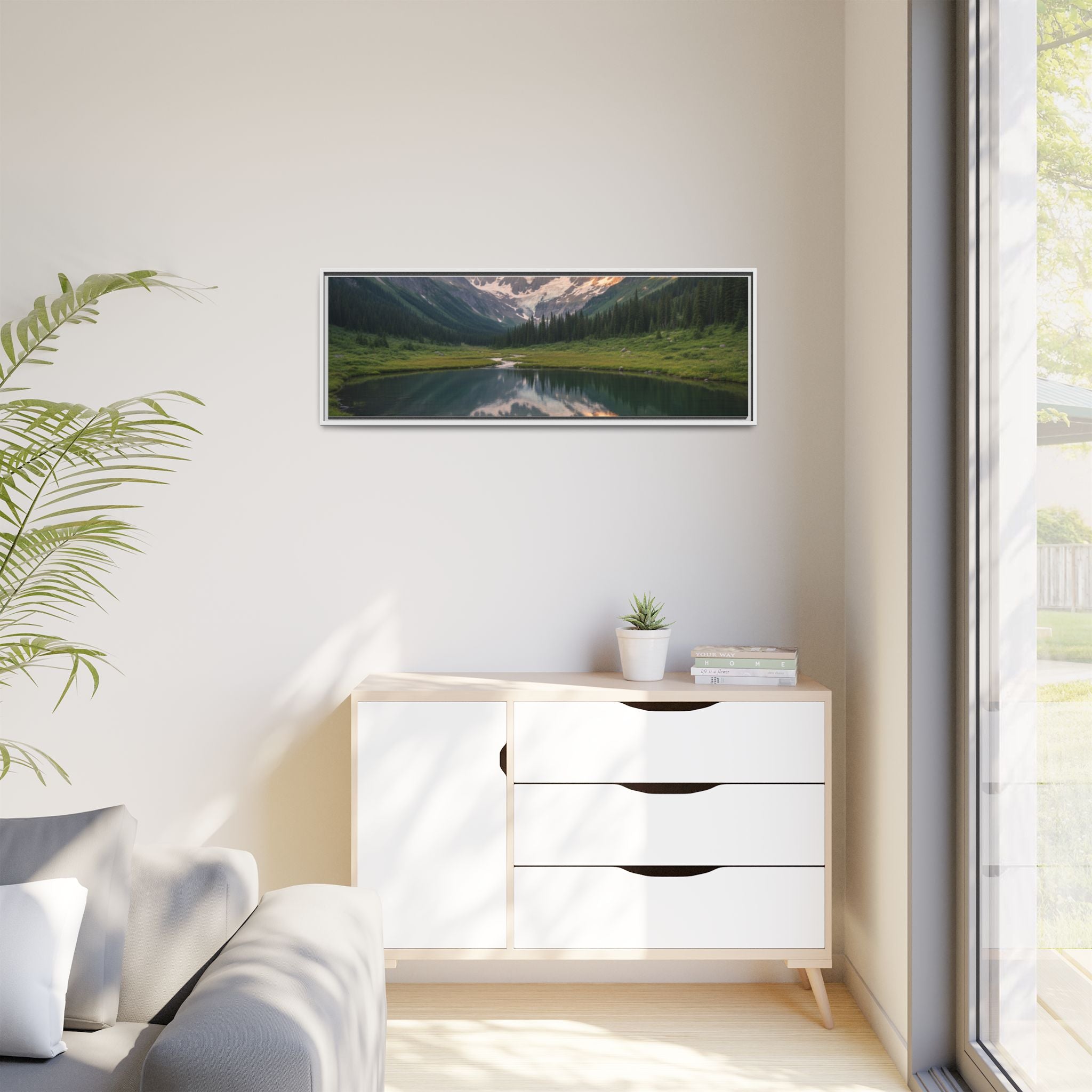 Matte Framed Canvas - Mountain Lake Landscape Wall Art