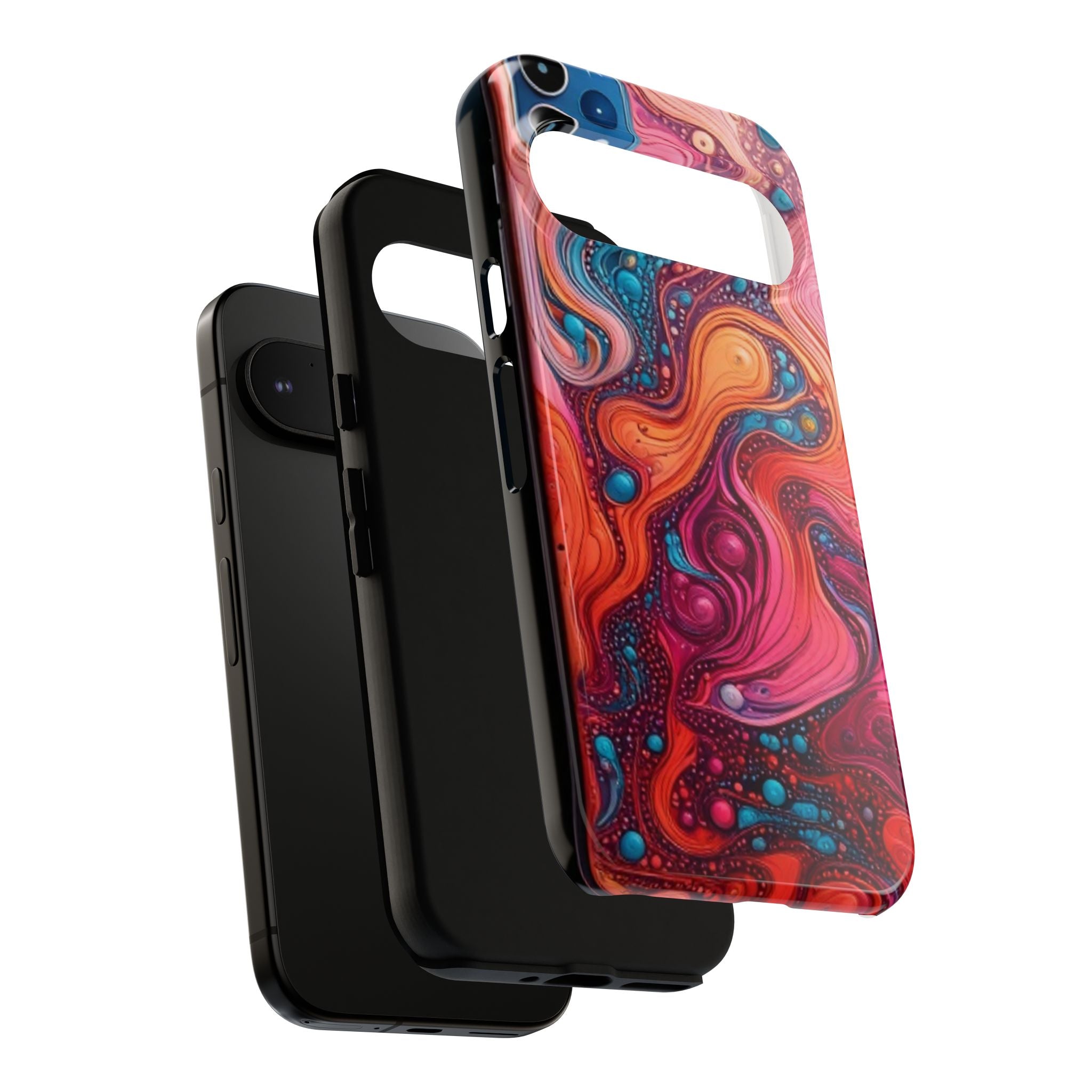 Abstract Swirl Tough Phone Case — Colorful Liquid Art Protective Cover