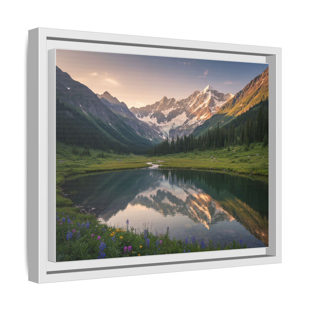 Matte Framed Canvas - Mountain Lake Landscape Wall Art