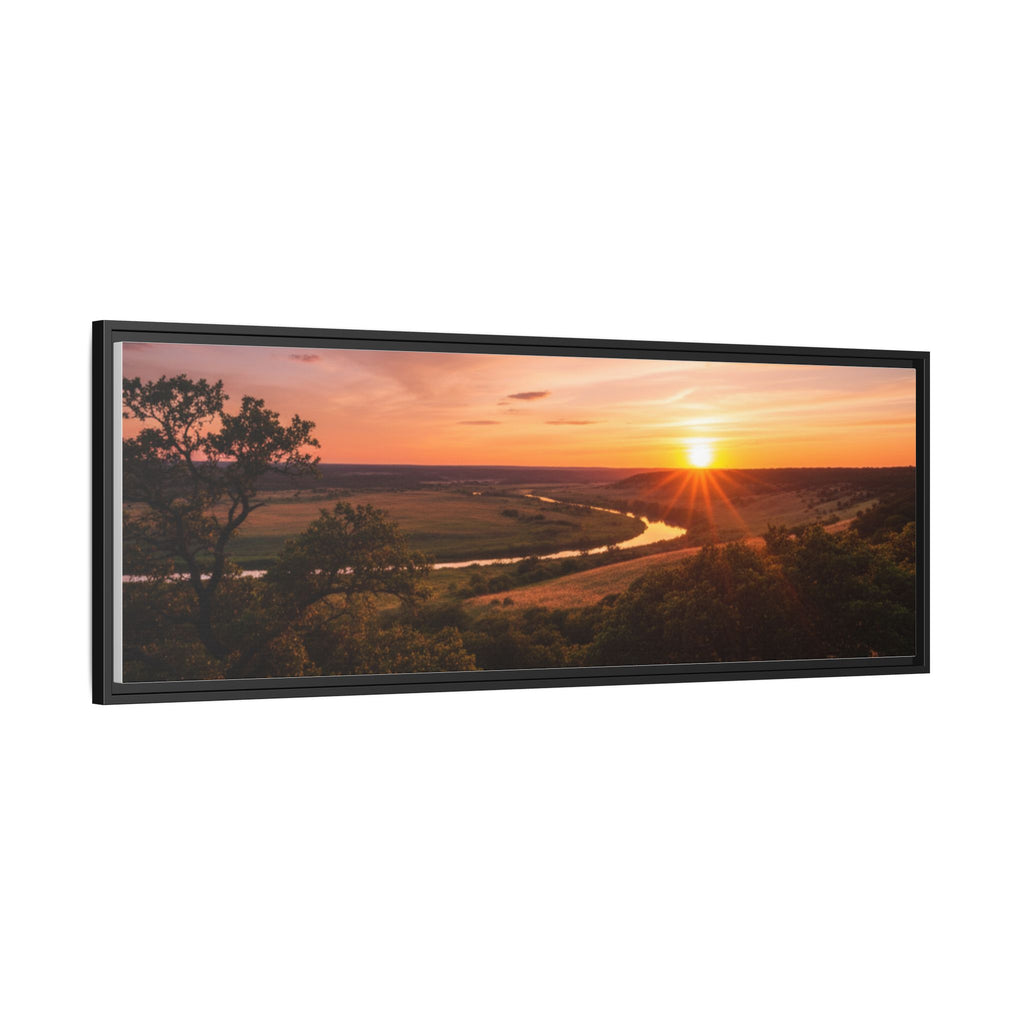 Sunset River Matte Canvas Framed Wall Art