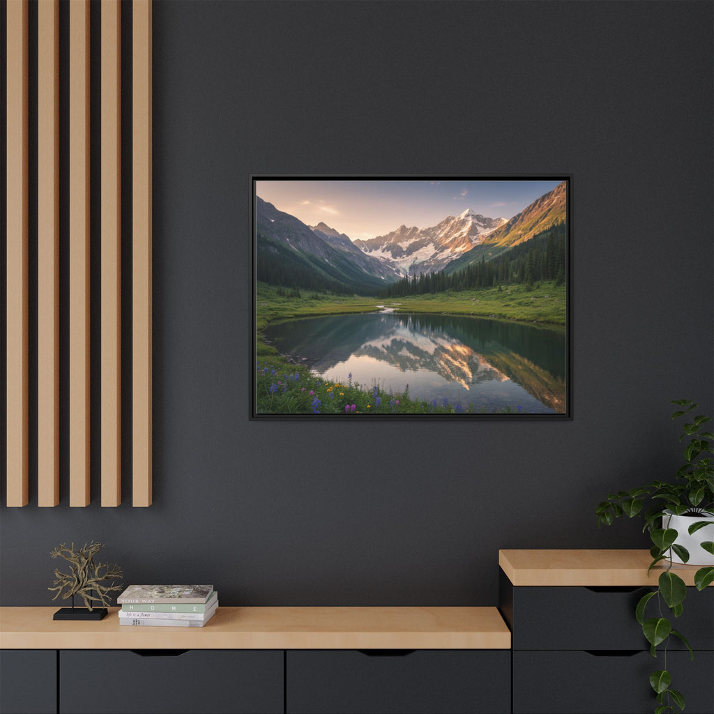 Matte Framed Canvas - Mountain Lake Landscape Wall Art
