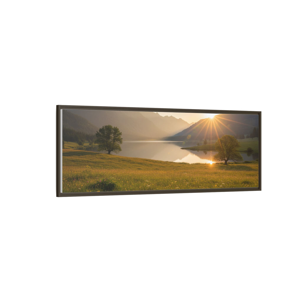 Sunrise Mountain Lake Matte Canvas — Framed Landscape Wall Art